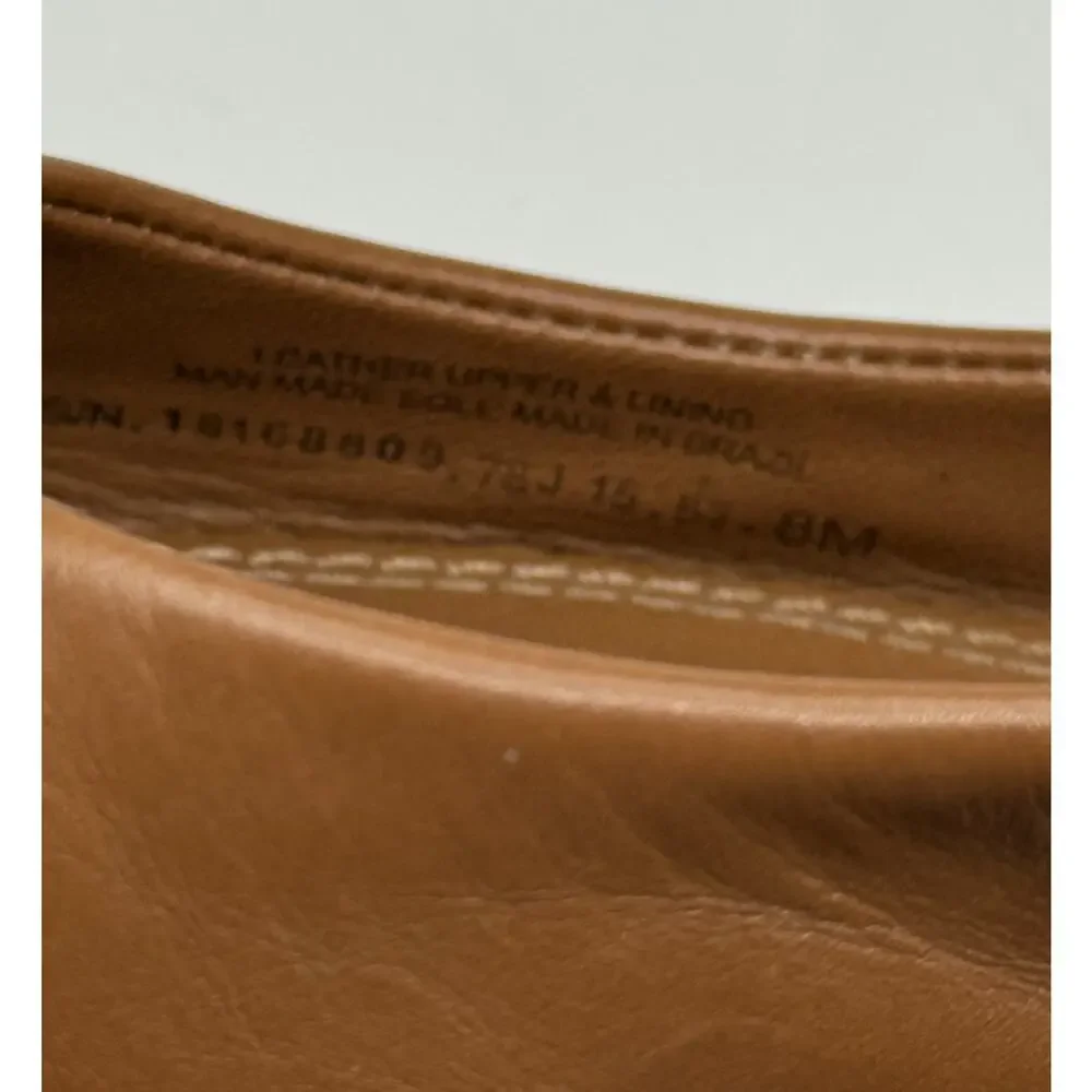 Tory Burch Gabriel flats Sz 8 Cognac Brown leather logo medallion